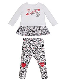 Baby Girls Peplum T-shirt and Leggings, 2 Piece Set