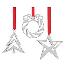 Mini Assorted Ornaments Star, Wreath and Tree, Set of 3