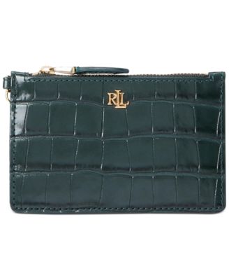 Lauren Ralph Lauren Embossed Leather Zip Card Case - Macy's