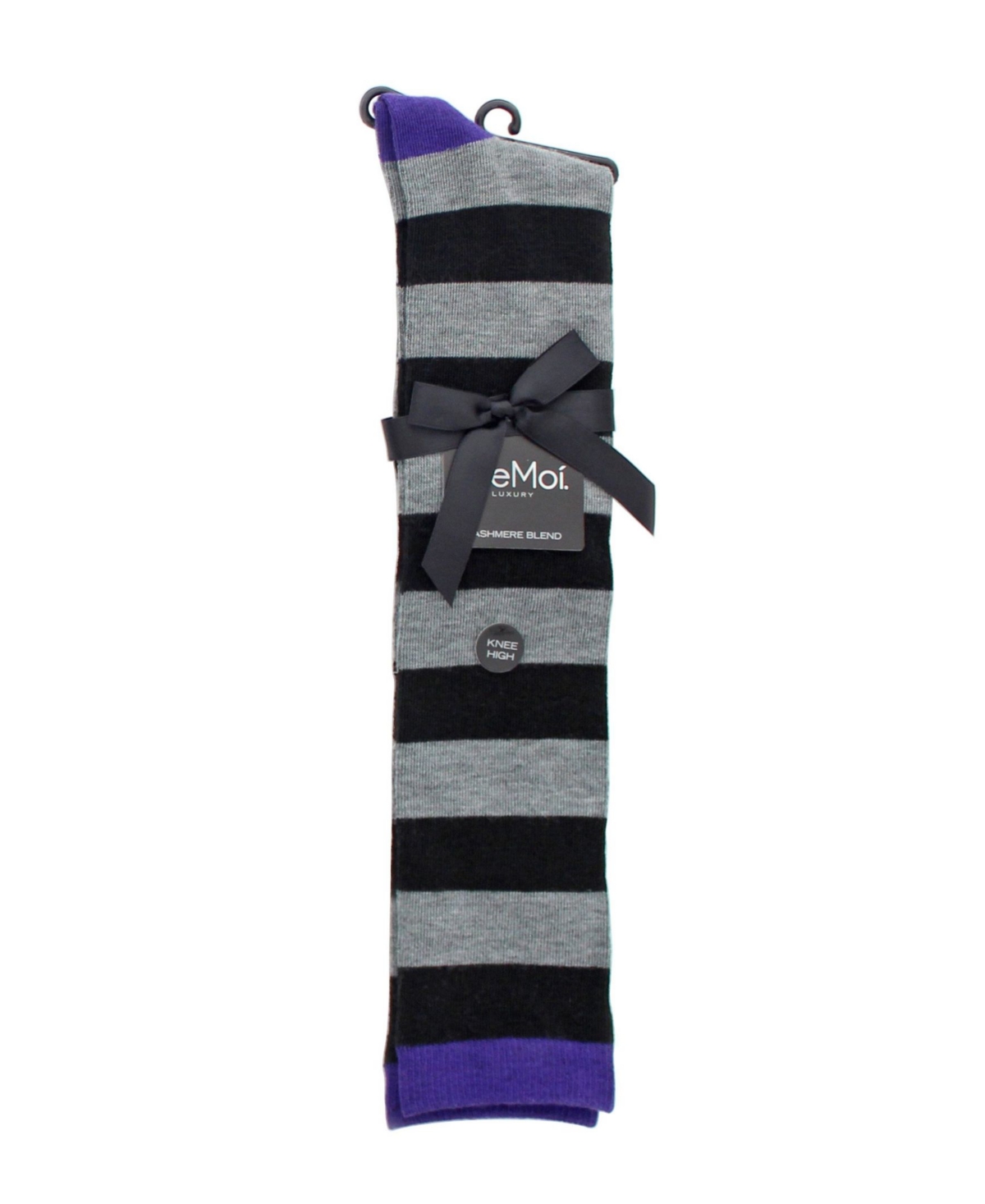 MeMoi Women's Shaded Stripes Cashmere Blend Knee High Socks - Blackberry Cordial-Black