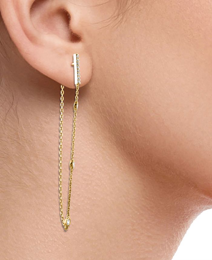 Macy's - Diamond Bezel Chain Drop Earrings (1/4 ct. t.w.) in 14k Gold