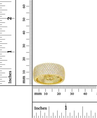 White Cubic Zirconia Micropave Multi Row Eternity Band in 14K Rose, 14K Yellow, Black or Rhodium Plated Sterling Silver