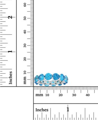 Blue Cubic Zirconia Eternity Band in Rhodium Plated Sterling Silver