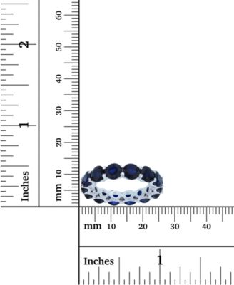 Lab Grown Blue Spinel Eternity Band in Rhodium Plated Sterling Silver