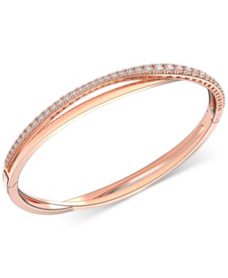 Swarovski Rose Gold-Tone Crystal Intertwining Double-Row Bangle ...