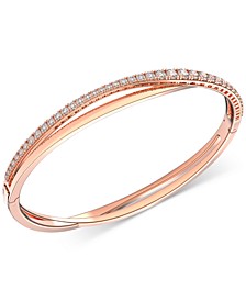 Rose Gold-Tone Crystal Intertwining Double-Row Bangle Bracelet