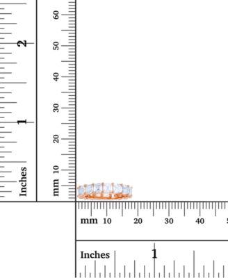 White Princess Cut Cubic Zirconia Eternity Band in 14k Rose Gold Plated Sterling Silver