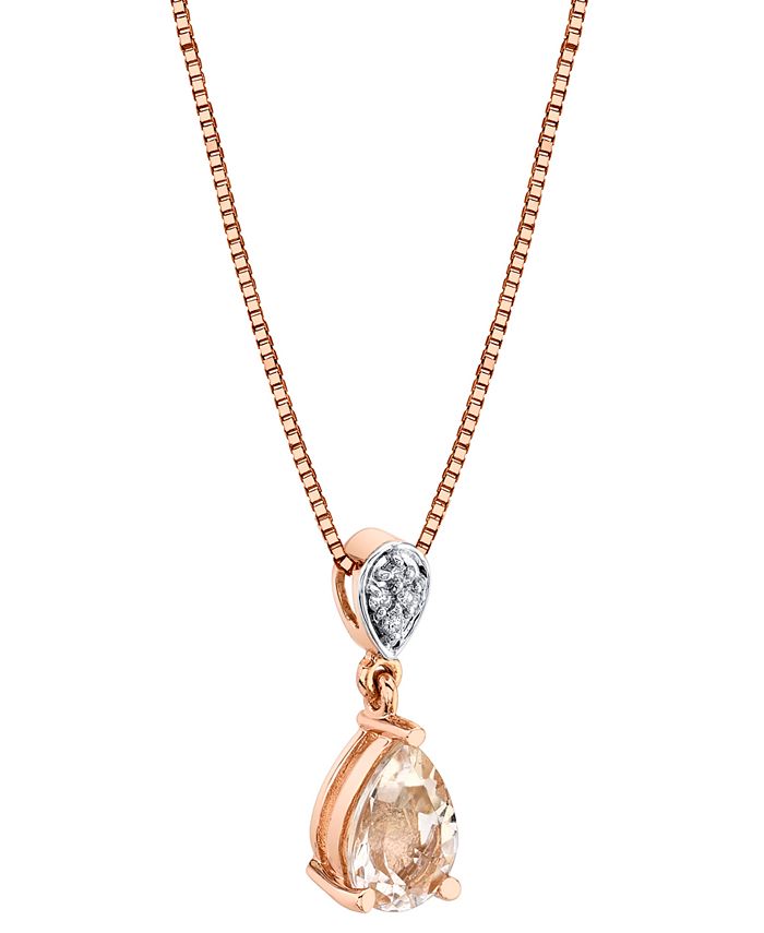 Macy's - Morganite (5/8 ct. t.w.) & Diamond Accent 18" Pendant Necklace in 14k Rose Gold