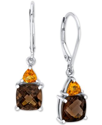 Macy's - Smoky Quartz (2-3/8 ct. t.w.) & Citrine (1/2 ct. t.w.) Drop Earrings in Sterling Silver