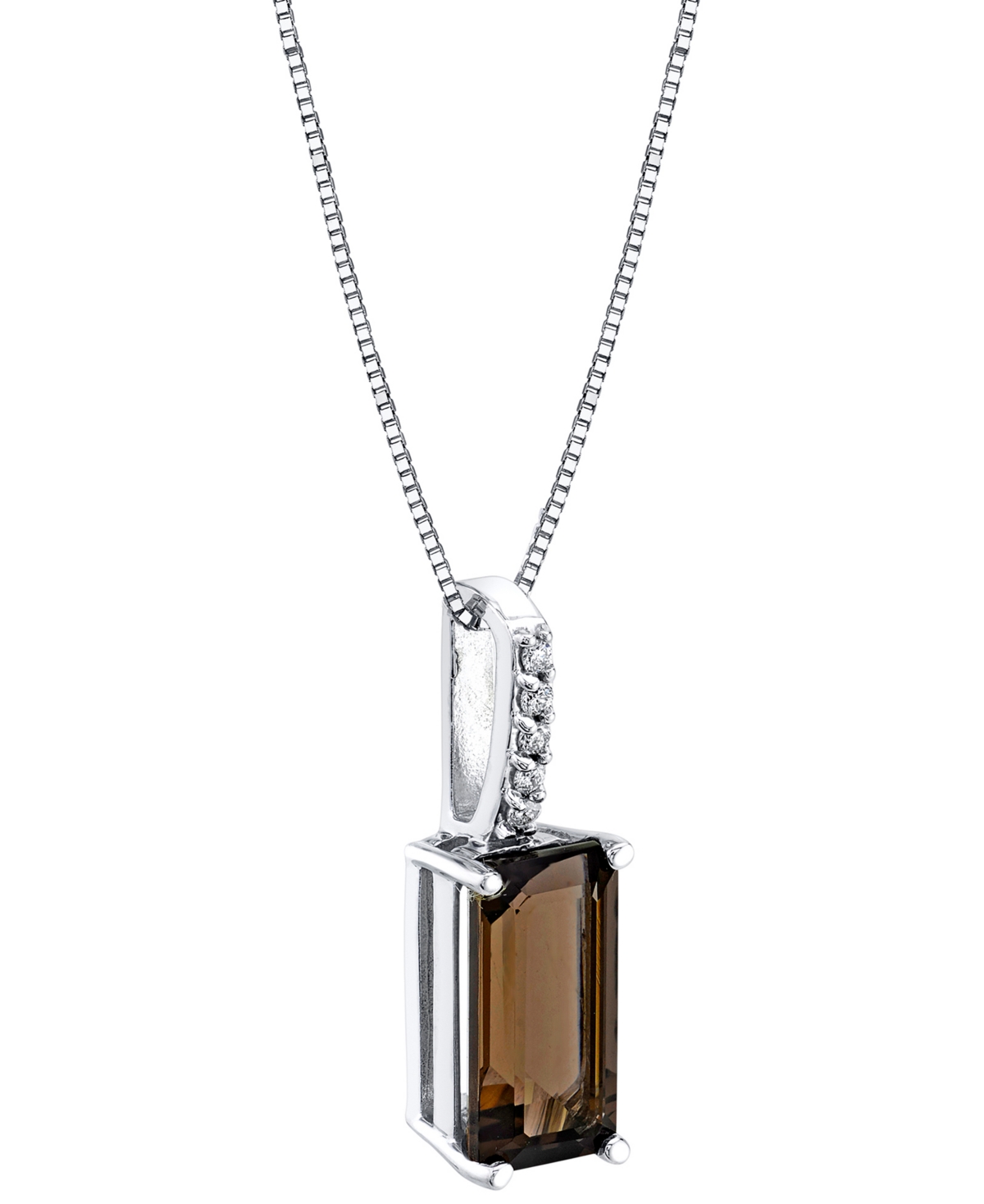 (3-1/5 ct. t.w.) & Diamond (1/20 ct. t.w.) Pendant Necklace in Sterling Silver - Smoky Quartz