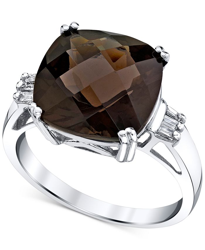 Macy s Smoky Quartz 6 1 2 ct. t.w. Diamond 1 10 ct. t.w. Ring in Sterling Silver Macy s