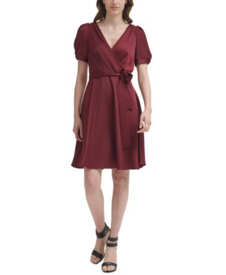 green emerald velvet dress DKNY Women's v-Neck Side Knot,BLK, 4 at Amazon Women's Clothing store main image 0