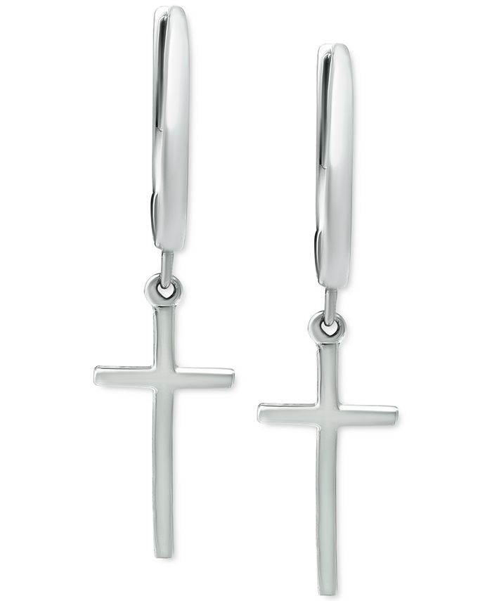 Giani Bernini Cross Drop Huggie Hoop Earrings, Created for Macy's ...