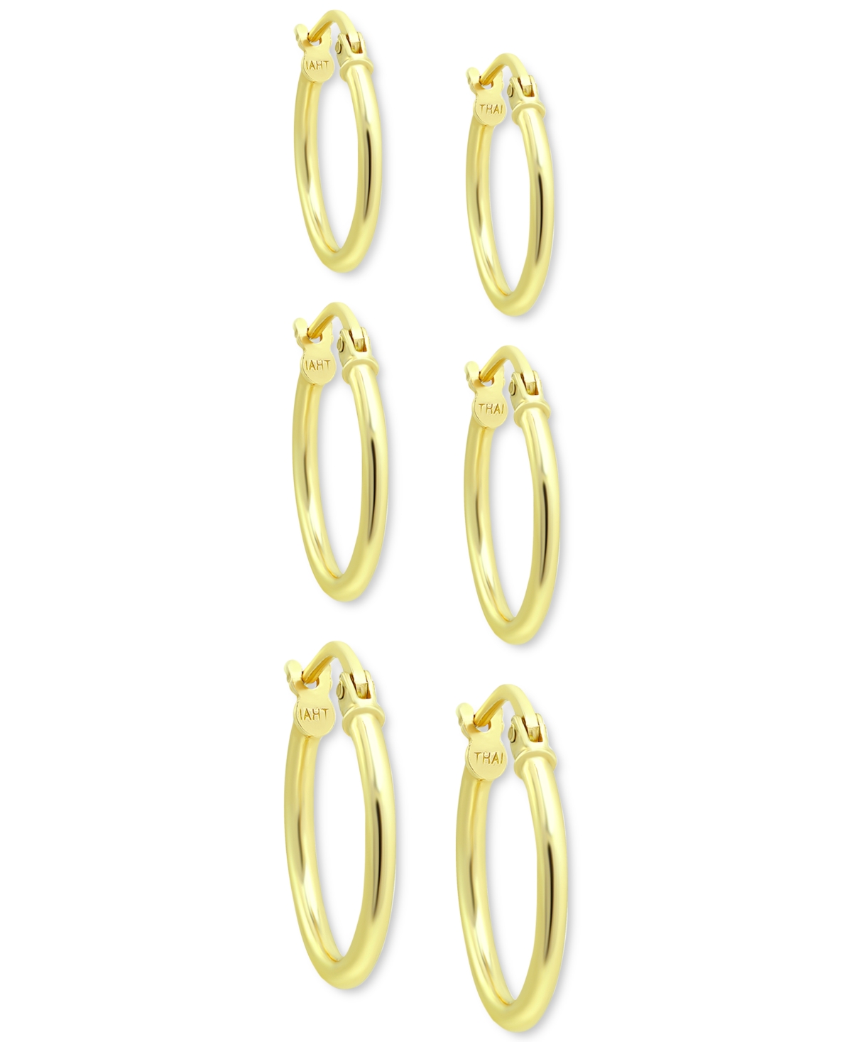 Giani Bernini 3-Pc. Set Polished Round Hoop Earrings, Created for Macy's