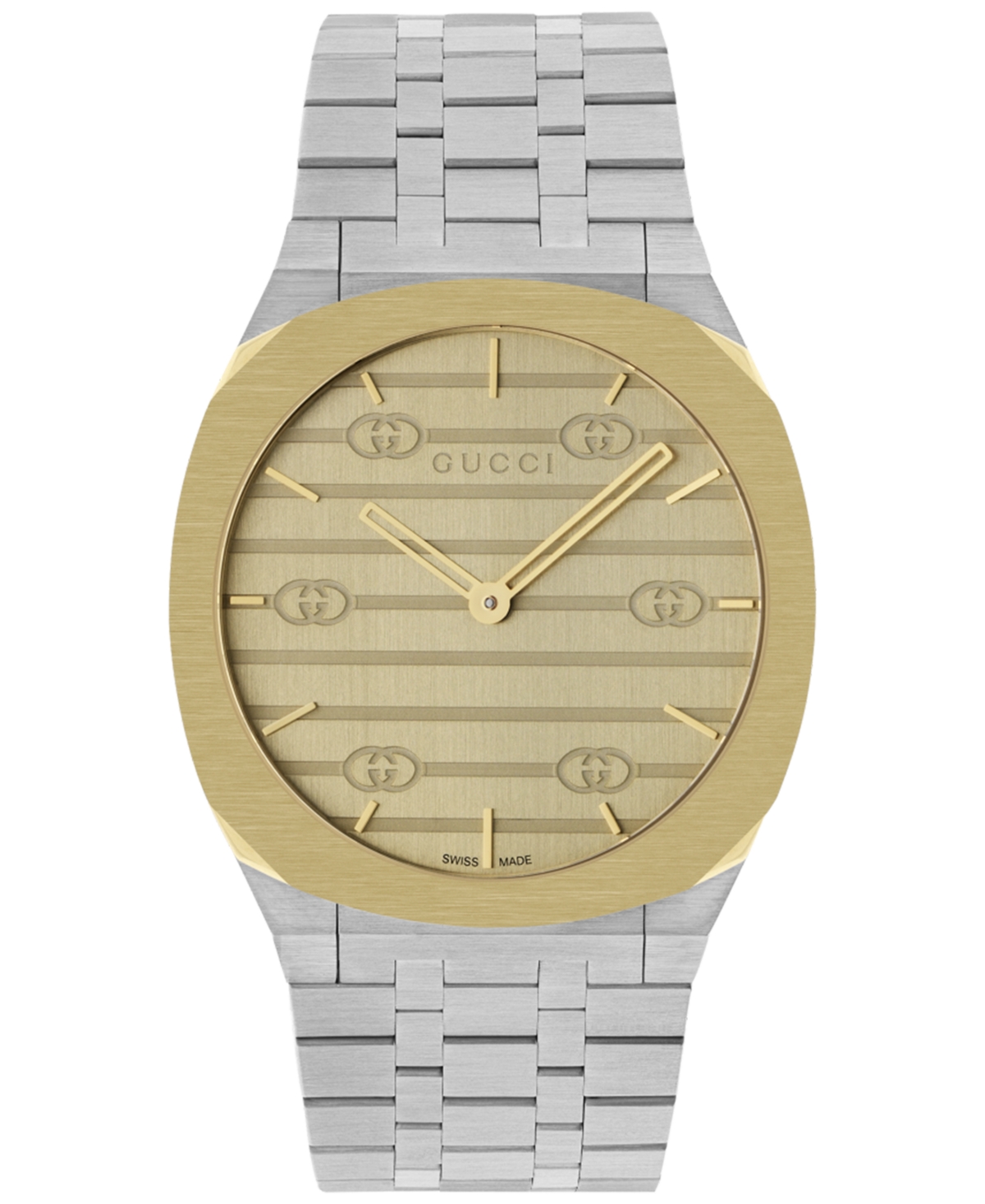 Shop Gucci Men's Swiss 25h Stainless Steel Bracelet Watch 38mm In Gold