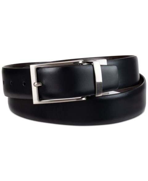 Мужской ремень Calvin Klein 35MM Two-In-One Feather Edge Reversible Dress Belt, цвет: Чёрный / Коричневый