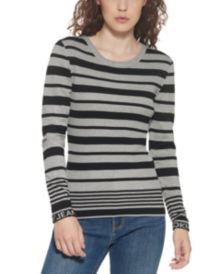 Ribbed Striped Crewneck Sweater 