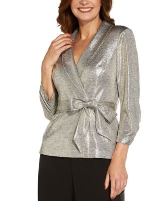 Adrianna Papell - Metallic Wrap Top