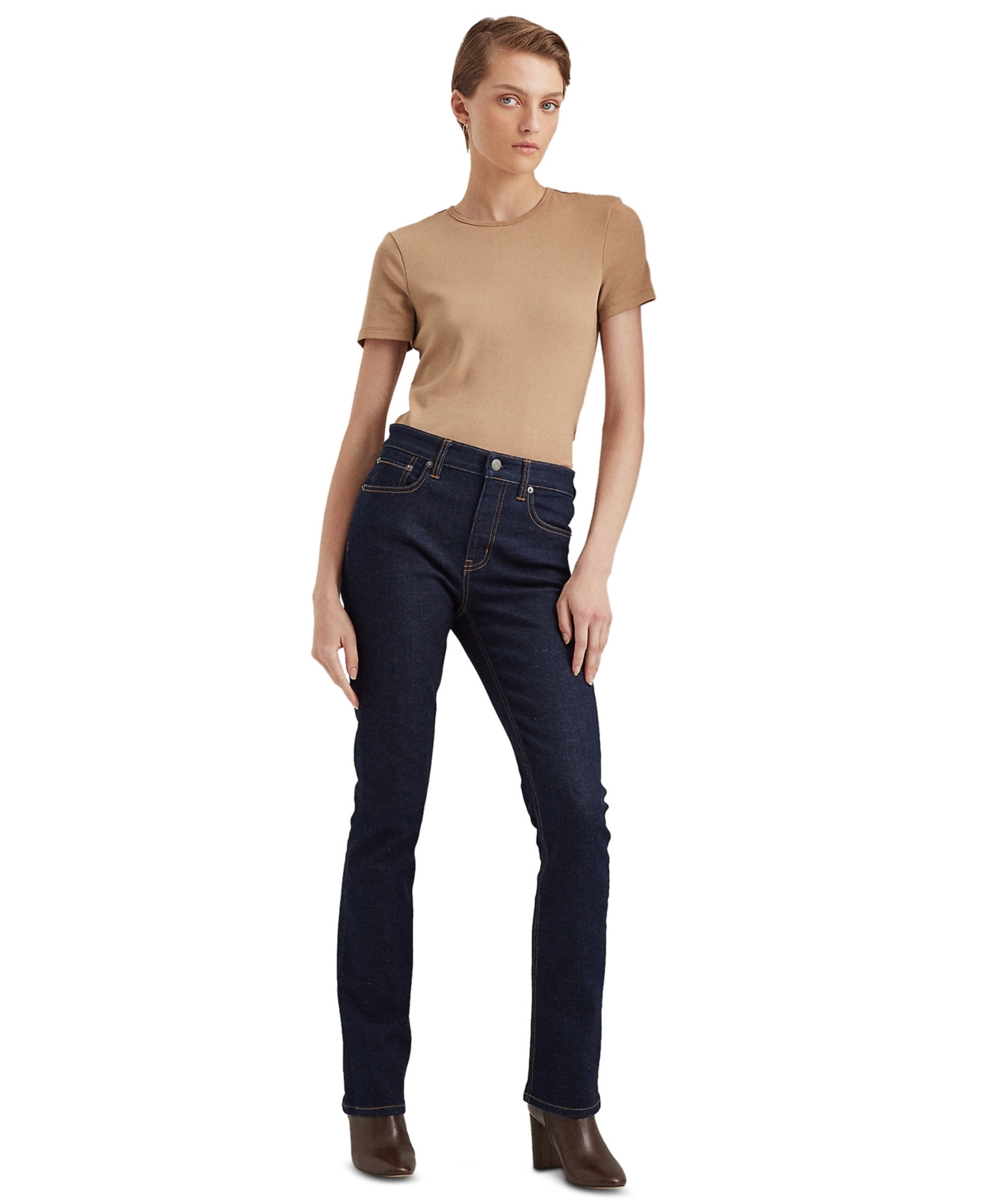 Ralph Lauren Stretch Knit T-shirt, Regular & Petite In Classic Camel