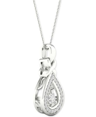 Diamond Teardrop Halo 18" Pendant Necklace (1/4 ct. t.w.) in 10k White Gold