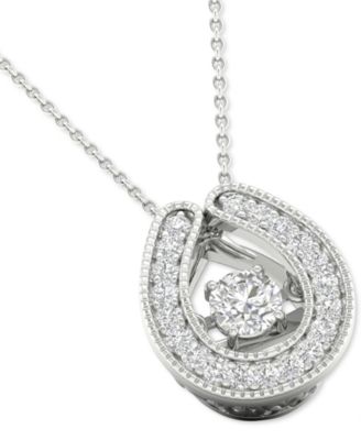 Diamond Horseshoe 18" Pendant Necklace (1/4 ct. t.w.) in 10k White Gold