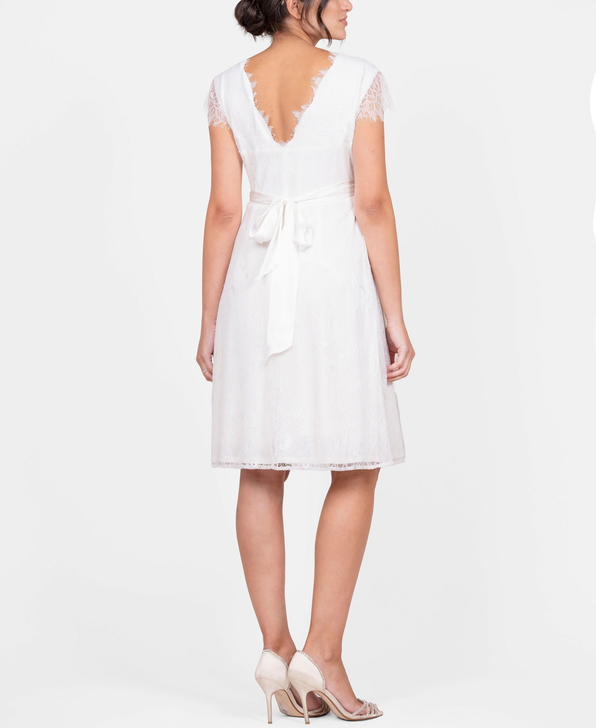 Shop Seraphine Women's Short Lace V Neck Maternity Wedding Dress In Ivory