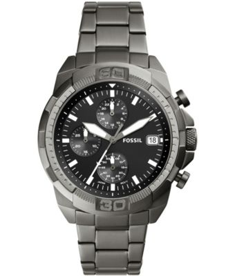 Fossil Men's Bronson Chronograph Gray Stainless Steel Bracelet Watch ...