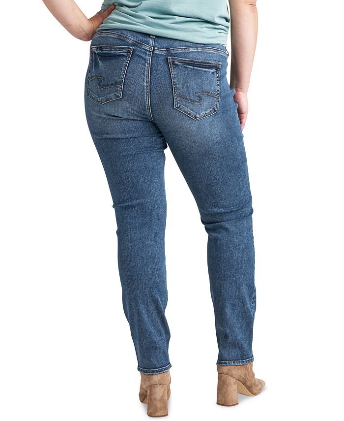 Silver Jeans Co. Plus Size Elyse Straight-Leg Jeans - Macy's