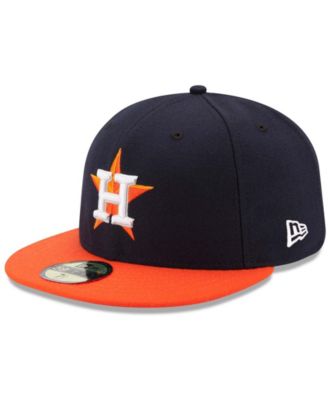 New Era 59FIFTY Houston Astros Road Authentic Collection on Field Fitted Hat Navy Orange