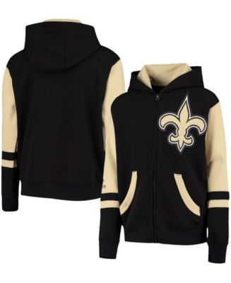 Outerstuff Youth Black New Orleans Saints Colorblock Full-Zip Hoodie