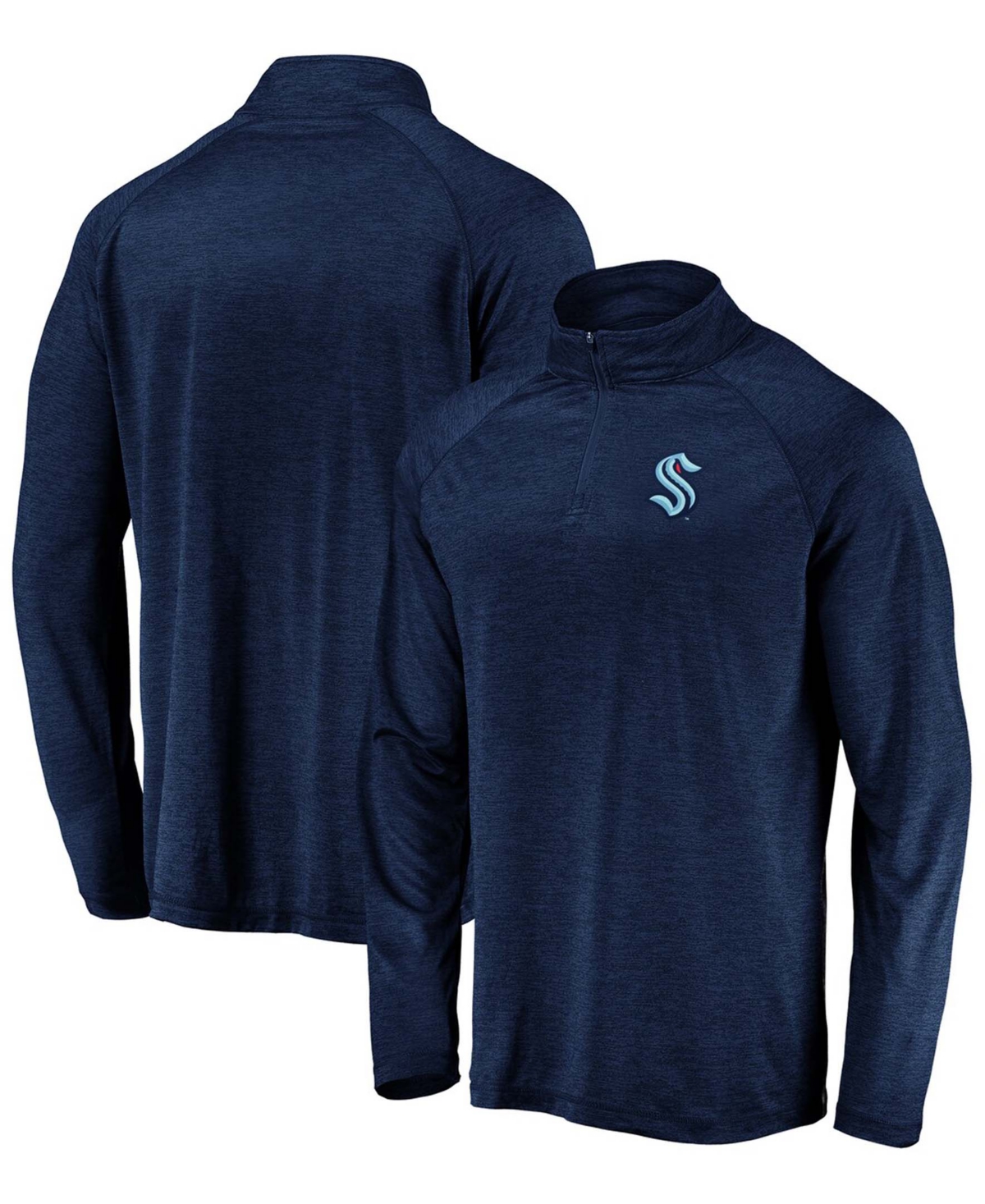 Authentic Nhl Apparel Fanatics Branded Men's Navy Seattle Kraken Primary Logo Quarter-zip Pullover Fleece Jacket