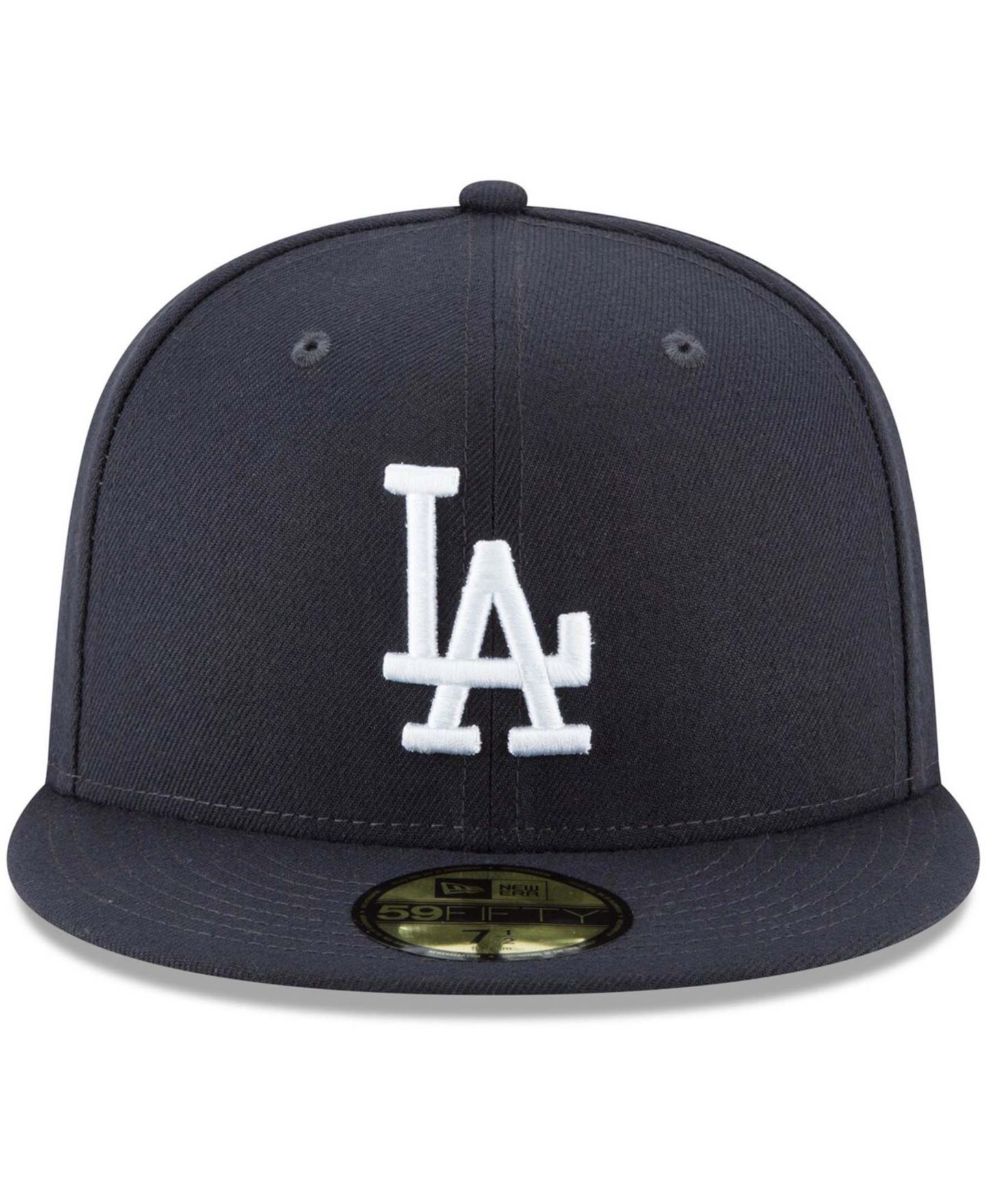 Мужская кепка New Era Navy Los Angeles Dodgers Logo White 59FIFTY Fitted Hat — фото 2