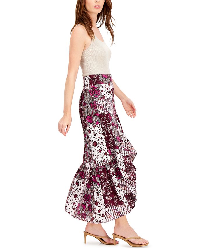 INC International Concepts Printed Tiered Skirt, Created for Macy's