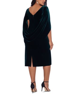 Betsy & Adam Plus Size Cape-Back Velvet Dress