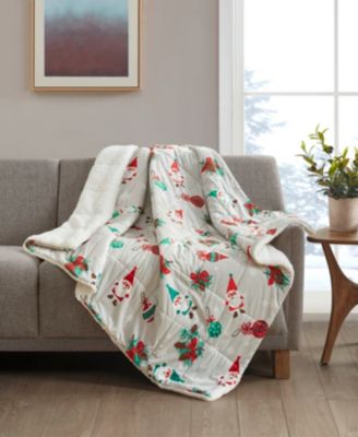 Holiday Printed Velvet to Sherpa Throw, 50