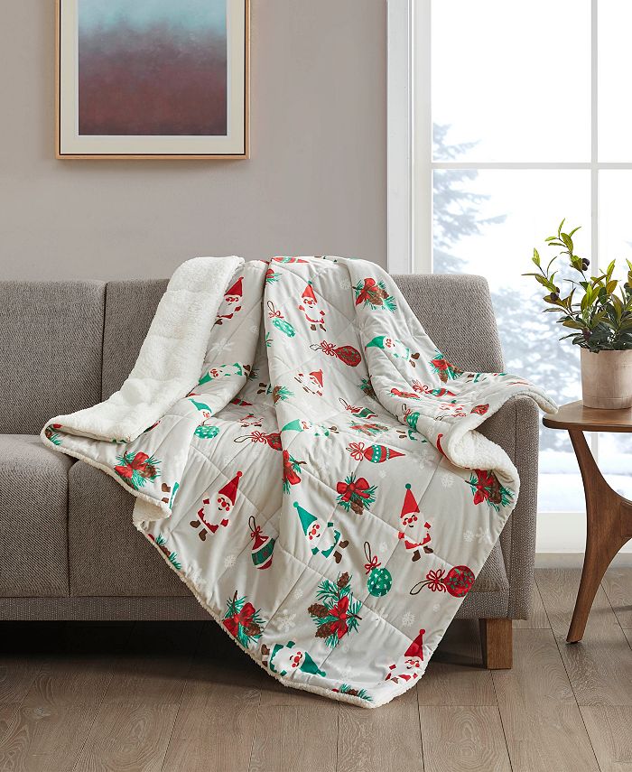 Premier Comfort Holiday Printed Velvet to Sherpa Throw 50