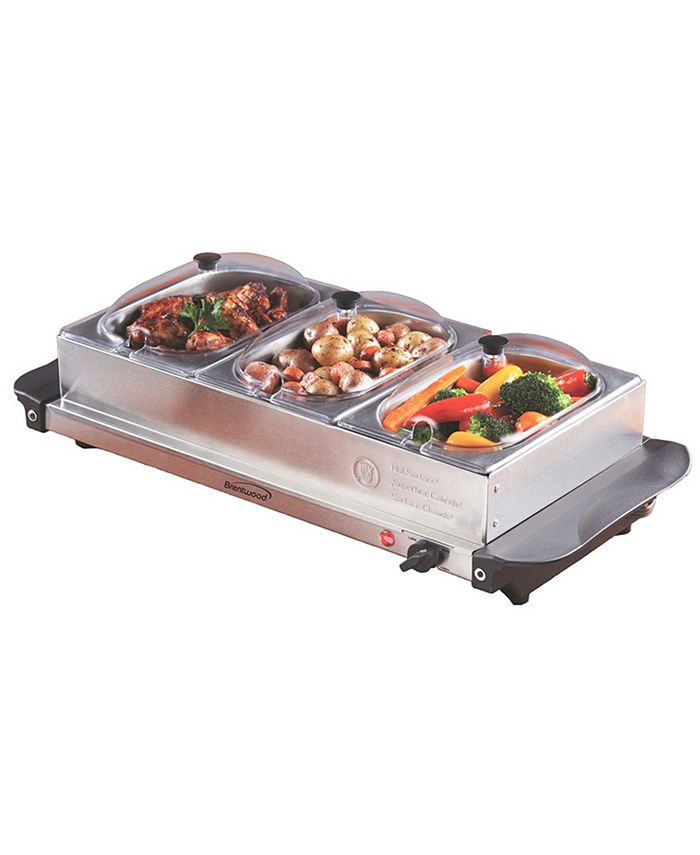 7.5 Quart Triple Tray Stainless Steel Buffet Server Food Warmer