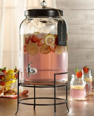 Style Setter Franklin 3 Gallon Glass Beverage Dispenser with Metal Stand -  Macy's