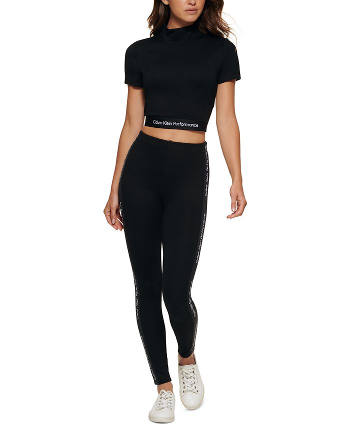 Calvin Klein Women's Minimal-Logo-Tape High-Waisted Leggings & Reviews -  Activewear - Women - Macy's