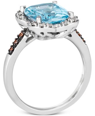 Blue Topaz (4-1/4 ct. t.w.) & Diamond (1/5 ct. t.w.) Ring in 14k White Gold