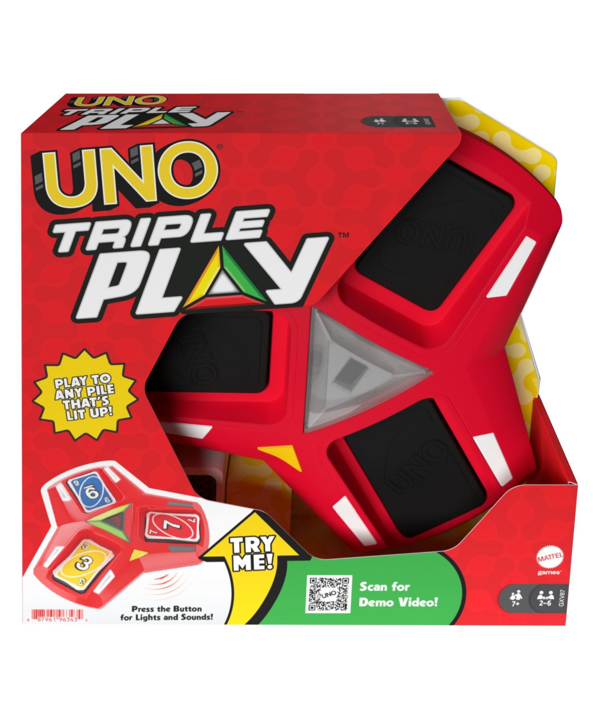 Mattel Uno Triple Play Card Game, Game For Family Night, Lights And Sounds In Multi