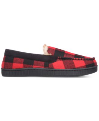 mens plaid moccasin slippers