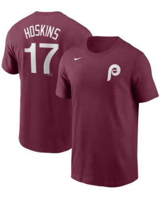 Men's Nike Rhys Hoskins Burgundy Philadelphia Phillies Name & Number T-Shirt