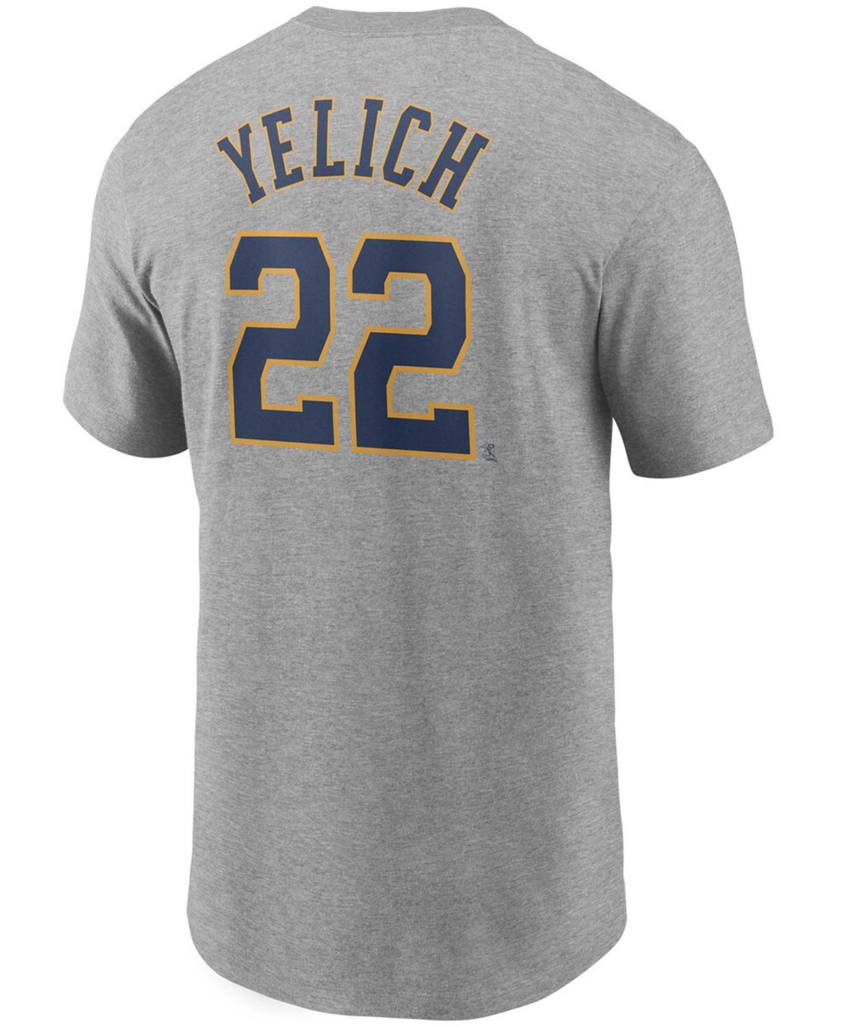 Men's Christian YelichMilwaukee Brewers Name Number T-shirt - Gray