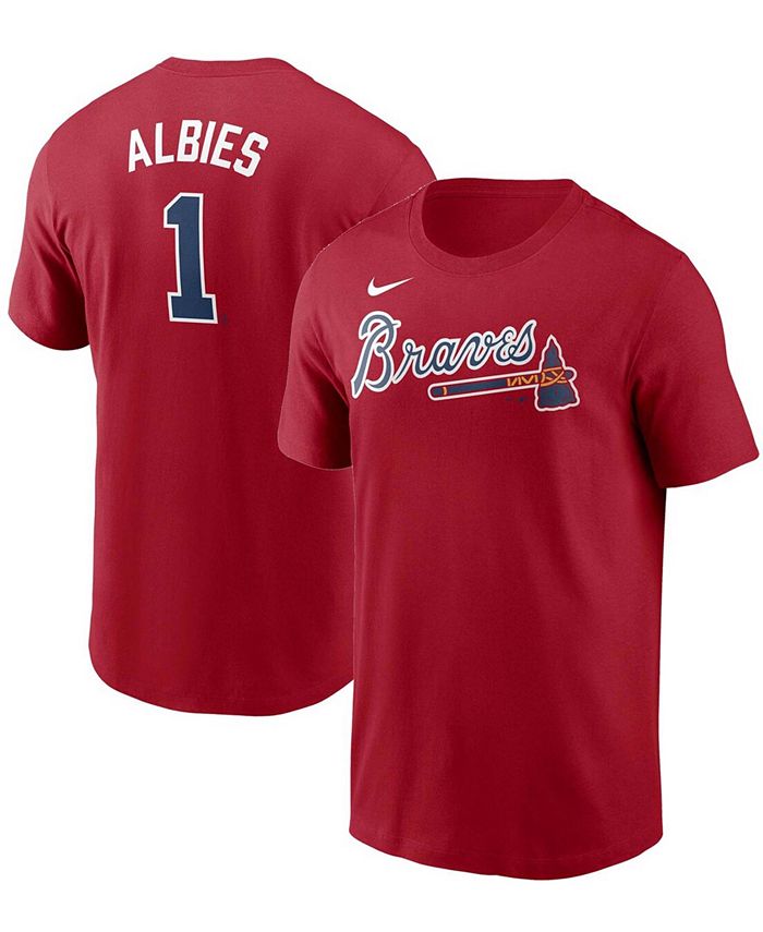 Youth Nike Ozzie Albies Red Atlanta Braves Player Name & Number T-Shirt