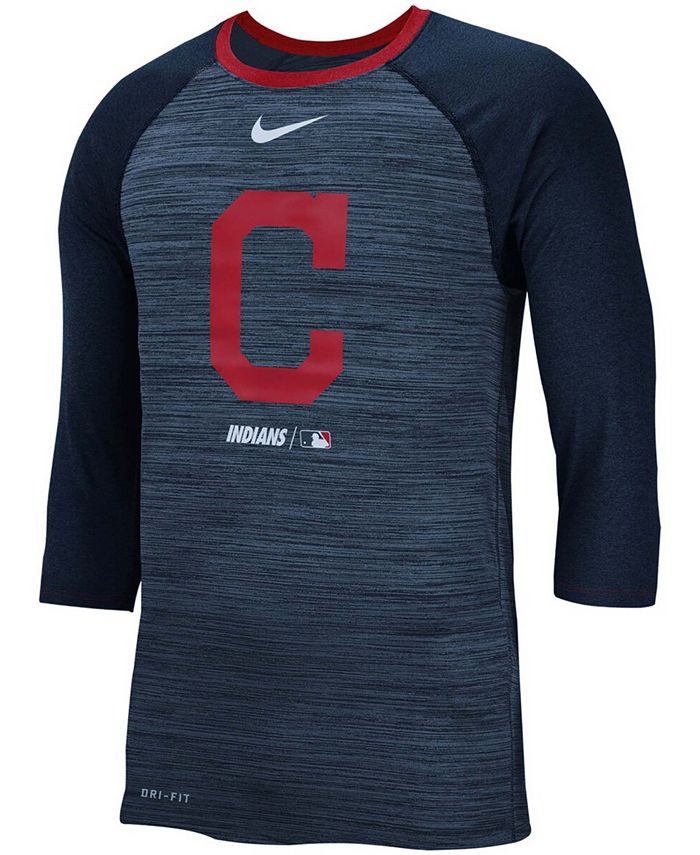 Men's Cleveland Indians Nike Navy Velocity 3/4-Sleeve Raglan T-Shirt