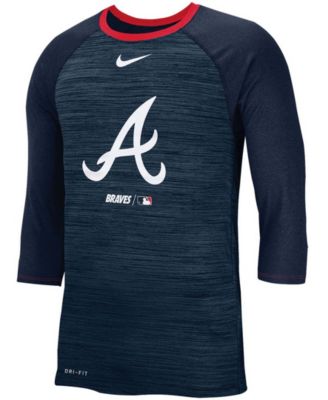 Men's Navy Atlanta Braves Velocity Performance 3/4th Sleeve Raglan T ...