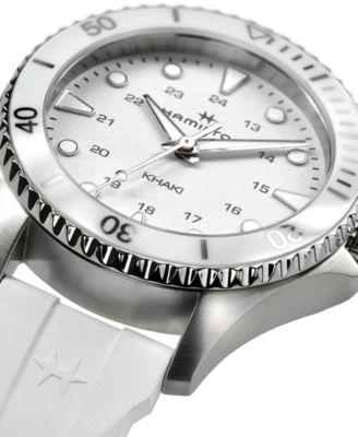 Women's Swiss Khaki Navy Scuba White Rubber Strap Watch 37mm