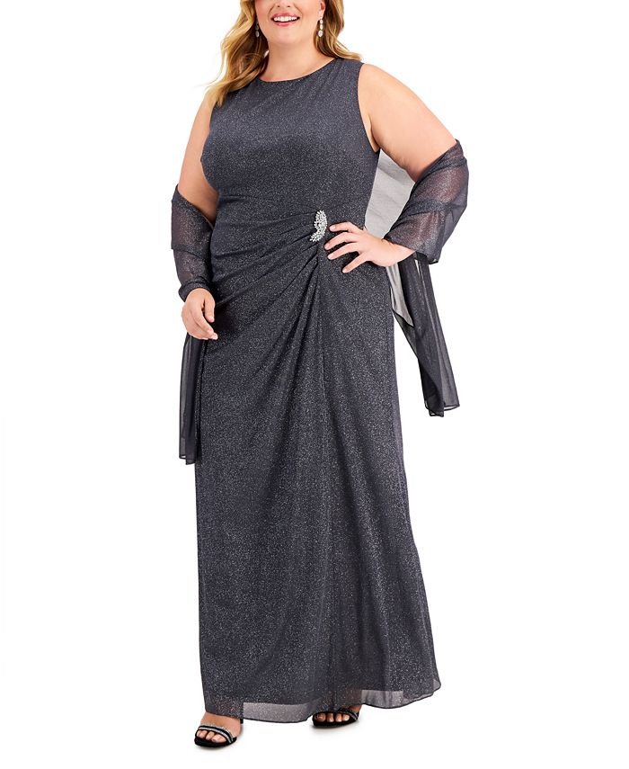 SL Fashions Plus Size Gathered Waist Shawl Gown Macy s