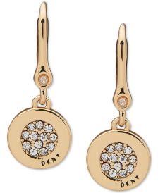 Gold-Tone Pavé Logo Disc Drop Earrings